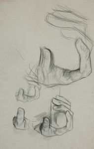 Sketch of hand clasping a cane