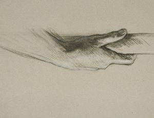 Sketch of one hand grasping a pole