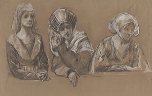 Studies of 3 women for the Royal Exchange.