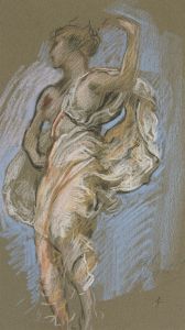 Study for figure of 4 pm in ‘The Hours’ ceiling at the state capitol building in Harrisburg, Pennsylvania