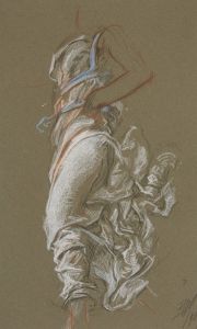 Study for figure of 7 am in ‘The Hours’ ceiling at the state capitol building in Harrisburg, Pennsylvania