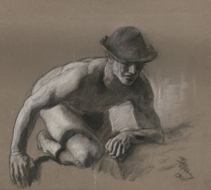 Study for figure of miner in ‘Science Revealing the Treasures of the Earth’ mural at the state capitol building in Harrisburg, Pennsylvania