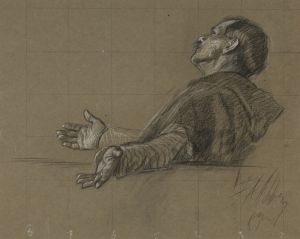 Study of a robed figure, for The Quest of the Holy Grail mural series at Boston Public Library