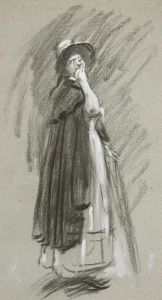Study of a woman in cloak and hat