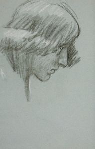 Study of a young man’s face, in profile