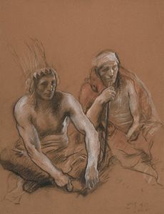 Study of two Indians for ‘Penn’s Treaty,’ mural at the state capitol building in Harrisburg, Pennsylvania