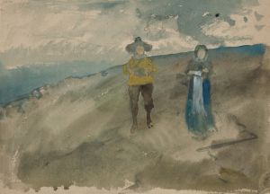 Two Figures in a Landscape ; Study of Man’s Head