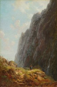 Mountain And Milkmaid Along A Winding Stone Path