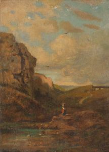 Zugeschrieben – Kleine Landschaft mit Sennerin