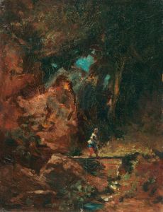 Die Sennerin auf dem Waldsteg