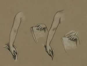 Study of figure holding cloth and book