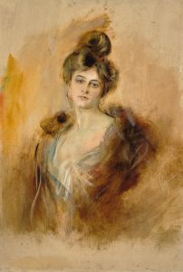 Portrait of a Lady with Creole Earrings and a Fur Collar