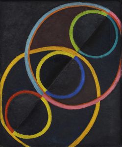 Relief noir avec des cercles de couleur
