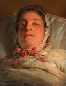 Emilie Amerling, geb. Heinrich auf dem Krankenbett