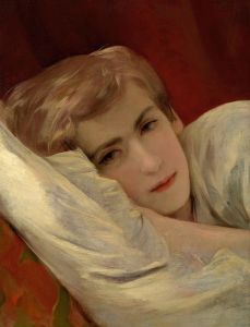 Friedrich  Amerling auf dem Krankenbett
