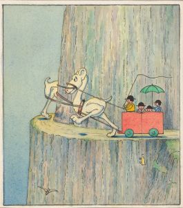 Figures Ascending a Cliff Road
