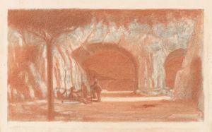 Figures Resting by a Cave