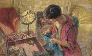 Le Petit Salon, Madame Hessel À La Table À Ouvrage