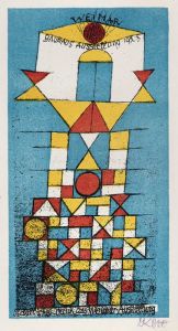 Postcard on the occasion of the ‘Lofty person’ exhibition in Bauhaus