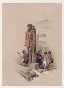 Colossus in front of Temple of Wady Saboua [Wadi al-Sabua], Nubia.