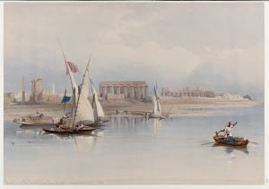 General view of the ruins of Luxor, from the Nile. 1838.