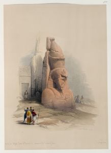 One of two colossal statues of Rameses [sic] II. Entrance to the Temple at Luxor.