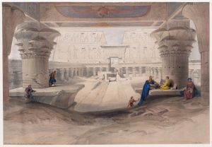 View from under the portico of Temple of Edfou [Idfû], Upper Egypt.