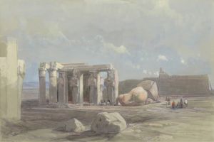 Fragments of a colossal statue at the Memnonium, Thebes
