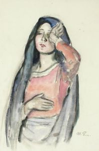 Mary, sketch for the stained glass window Ave Maria in Pori Church