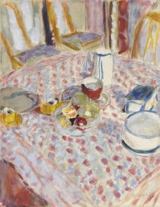 Nature morte sur une nappe à carreaux rouges
