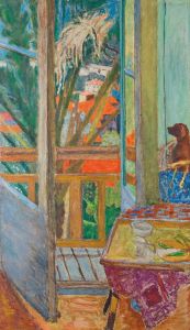 La porte-fenêtre avec chien