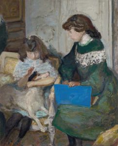 Jeunes filles au chien