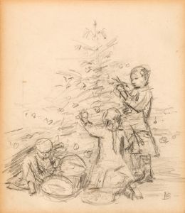 Christmas scene study for postcard