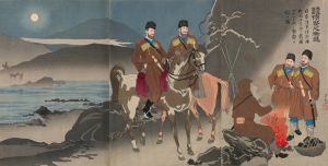 A Scouting Party of the Japanese Army Observing the Movements of Russian Cossack Soldiers across the Daedong River