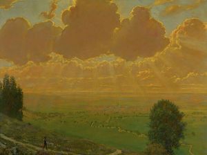 Sunburst Over Säckingen, Black Forest Signed With The Artist’s Initials And Dated 1910