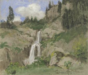 Landschaft mit Wasserfall
