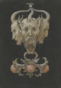 Three satyr masks