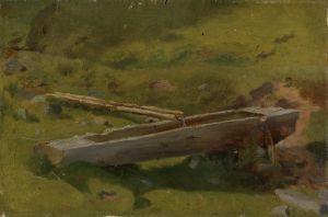 Baumstamm als Brunnentrog