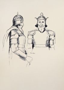 Gunther. Hellblauer Leibrock, dunkelblauer Mantel