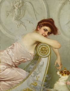 Young lady with puppy