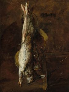 A dead rabbit and a satchel