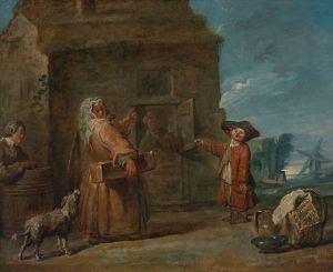 A genre scene, possibly La boïte du prestidigitateur