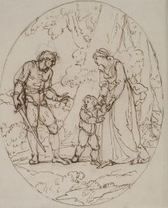 Queen Margaret and the Robber; Margaret of Anjou Queen of England attacked by robbers in a wood and robbed of everything whilst she was fleeing from the kingdom