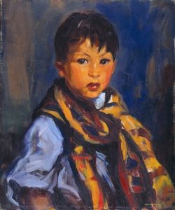 Boy with Plaid Scarf