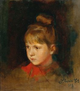 A Blonde Girl with red bow