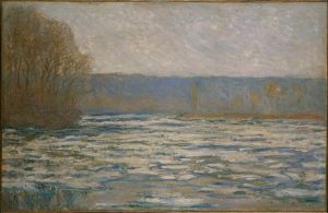 Ice breaking up on the Seine near Bennecourt