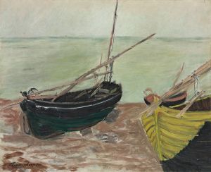 Étude de bateaux sur la plage d’Étretat