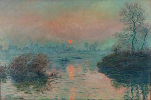 Soleil couchant sur la Seine à Lavacourt, effet d’hiver