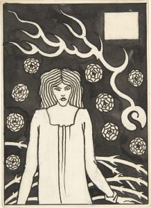Young Woman Surrounded by Briars, Lightning and Roses