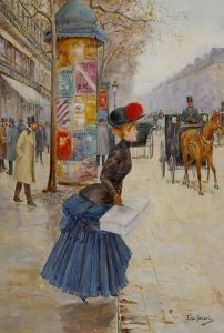 Jeune Femme Traversant Le Boulevard